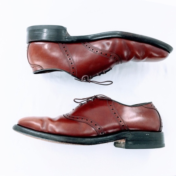 Allen Edmonds Vtg Leather Polo Saddle Shoe Burgundy Corrected Grain Sz 10.5 C - Picture 4 of 16